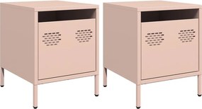 vidaXL Κομοδίνα 2 τεμ. Ροζ 35x39x43,5 εκ. από Χάλυβα