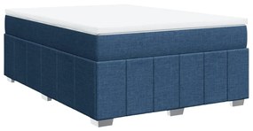 Κρεβάτι Boxspring με Στρώμα Μπλε 140x200 εκ. Υφασμάτινο - Μπλε