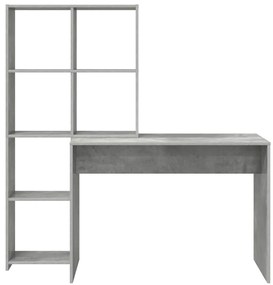 vidaXL Γραφείο με ράφι Γκρι σκυροδέματος 138.5 x 55 x 143 εκ