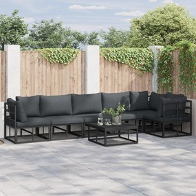 vidaXL Σετ Καναπέ Κήπου 7 pcs Μαύρο 70 x 70 x 32 εκ Αλουμίνιο