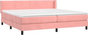 vidaXL Κρεβάτι Boxspring με Στρώμα Ροζ 200x200 εκ. Βελούδινο