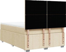 vidaXL Κρεβάτι Boxspring με Στρώμα Κρεμ 140x200 εκ. Υφασμάτινο
