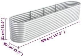 Ζαρντινιέρα Υπερυψωμένη Ασημί 400x80x81 εκ. Γαλβανισμ. Χάλυβας - Ασήμι