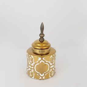 ΒΑΖΟ ΚΕΡΑΜΙΚΟ ΛΕΥΚΟ - ΧΡΥΣΟ 13x13x24cm|752-20078