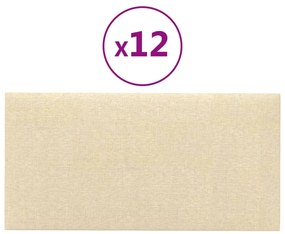 vidaXL Πάνελ Τοίχου 12 τεμ. Κρεμ 60x30 εκ. 2,16 μ² Υφασμάτινα