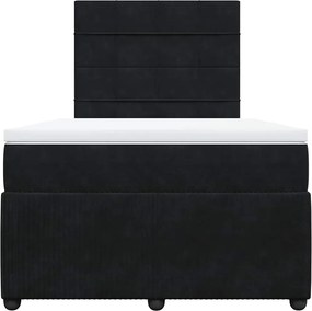 vidaXL Κρεβάτι Boxspring με Στρώμα Μαύρο 120x190 εκ. Βελούδινο