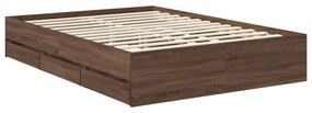 vidaXL Σκελετός Κρεβατιού Καφέ δρυς 135 x 190 cm Μηχανήματος Ξύλο