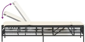 vidaXL Ξαπλώστρες 2 τεμ. Μαύρες από Συνθετικό Ρατάν με Τραπέζι