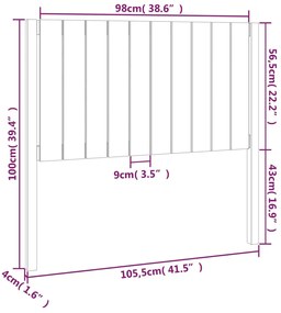 vidaXL Κεφαλάρι Κρεβατιού Λευκό 105,5 x 4 x 100 εκ. Μασίφ Ξύλο Πεύκου