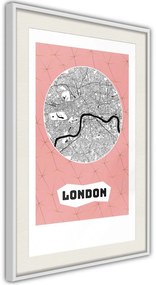 Αφίσα - City map: London (Pink) - 40x60 - Μαύρο - Με πασπαρτού