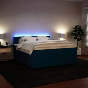 vidaXL Κρεβάτι Boxspring με Στρώμα Μπλε 200x200 εκ. Βελούδινο