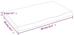 Επιφ Τραπεζιού Αν Καφέ 80x50x(2-6)εκ. Ακατέργ. Μασίφ Ξύλο Δρυός - Καφέ