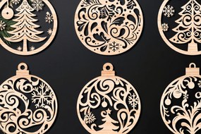 Σετ των 3 Intra απο ξύλο plywood 3mm-4mm πάχος Χριστουγεννιάτικο στολίδι Δίασταση 8x8 cm INTRAFABR-107637051