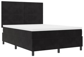 vidaXL κρεβάτι με ελατήριο και στρώμα  & LED Μαύρο 160x200 εκ Βελούδο