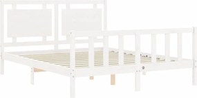 vidaXL Σκελετός Κρεβ. Χωρίς Στρώμα Λευκό 160x200 εκ Μασίφ Πεύκο
