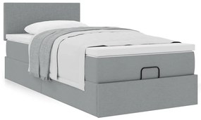 Οθωμανικό κρεβάτι με στρώμα ανοιχτό γκρι 100x200cm ύφασμα