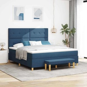 vidaXL Κρεβάτι με ελατήρια με στρώμα Μπλε 180 x 200 cm ύφασμα