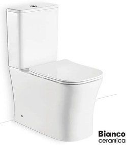 BIANCO CERAMICA NORMA NR12100SC-300 Rimless Λεκάνη BTW πισω/κατωστόμια καζανάκι&amp; μηχ3/6lt με κάλυμμα SLIM Soft close White 62εκ
