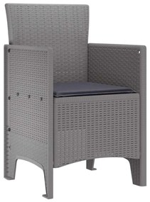 vidaXL Καρέκλα Κήπου 4 pcs Ανοιχτό γκρι 53 x 49 x 85 εκ. PP