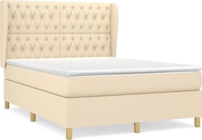 vidaXL Κρεβάτι Boxspring με Στρώμα Κρεμ 140x190 εκ. Υφασμάτινο