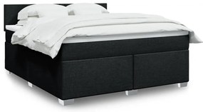 vidaXL Κρεβάτι Boxspring με Στρώμα Μαύρο 180x200 εκ. Υφασμάτινο