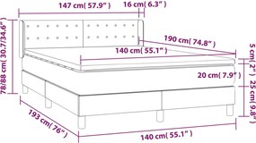 vidaXL Κρεβάτι Boxspring με Στρώμα Ροζ 140x190 εκ. Βελούδινο
