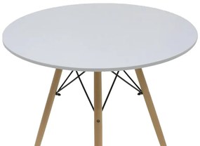 Τραπεζαρία Julita-Noor pakoworld σετ 5τεμ MDF λευκό-μπεζ ύφασμα Φ80x73εκ