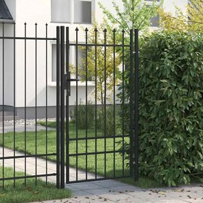 vidaXL Καγκελόπορτα Μονή με Ακίδες Μαύρη 1 x 1,75 μ. Ατσάλινη