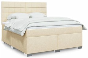 vidaXL Κρεβάτι Boxspring με Στρώμα Κρεμ 180x200 εκ. Υφασμάτινο