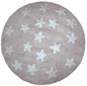 Παιδικό Χαλί PICCOLO STARS BEIGE &#8211; 130×130 cm 130cm-Στρογγυλό BEIGE