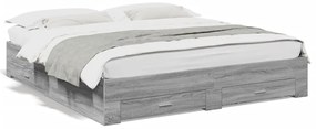 vidaXL Πλαίσιο Κρεβατιού με συρτάρια Γκρι sonoma 180x200εκ. Επεξ. Ξύλο