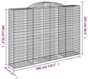 vidaXL Συρματοκιβώτια Τοξωτά 5 τεμ. 300x50x200/220 εκ. Γαλβαν. Ατσάλι