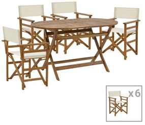 Τραπεζαρία Bistrual-Falov σετ 7τεμ πτυσσόμενο φυσικό μασίφ ξύλο ακακίας 130x80x72εκ 130x80x72 εκ.