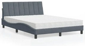 vidaXL Κρεβάτι με Στρώμα Σκούρο Γκρι 140x200 εκ. Βελούδινο