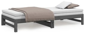 vidaXL Καναπές Κρεβάτι Συρόμενος Γκρι 2x(100x200)εκ. Μασίφ Ξύλο Πεύκου