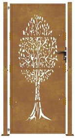 vidaXL Πόρτα Κήπου με Σχέδιο Δέντρου από Ατσάλι Corten 100 x 175 εκ.