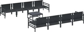 vidaXL Σετ Καναπέ Κήπου με μαξιλάρι 9 pcs Μαύρο Ατσάλι