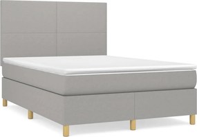 vidaXL Κρεβάτι Boxspring με Στρώμα Ανοιχτό Γκρι 140x200 εκ. Υφασμάτινο
