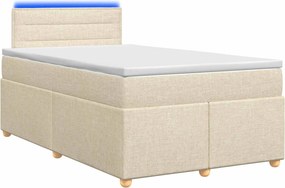 vidaXL Κρεβάτι box spring με στρώμα Κρεμ 120 x 200 cm Ύφασμα