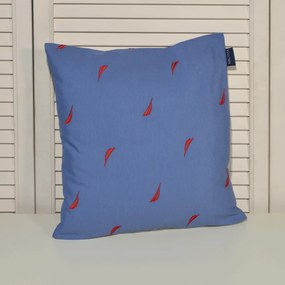 Nautica Μαξιλαροθήκη Διακοσμητική Λονέτα Κεντητή Μπλε με Κόκκινο Κέντημα