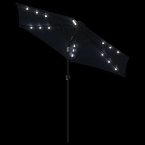 Ομπρέλα Κήπου με LED και Ατσάλινο Ιστό Μαύρη 225x225x212 εκ. - Μαύρο