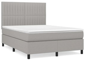 vidaXL Κρεβάτι Boxspring με Στρώμα Ανοιχτό Γκρι 140x200 εκ. Υφασμάτινο