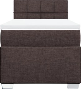 vidaXL Κρεβάτι Boxspring με Στρώμα Σκούρο Καφέ 100x200 εκ. Υφασμάτινο