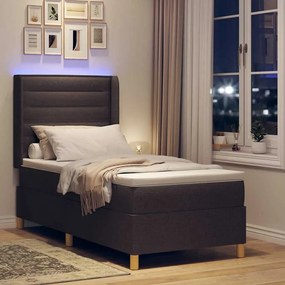 vidaXL Κρεβάτι με ελατήρια με στρώμα Καφέ 90 x 190 cm ύφασμα