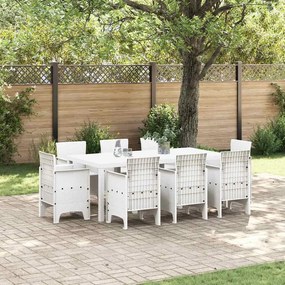 vidaXL Σετ Φαγητού Κήπου 9 pcs Λευκό Ρατάν πολυαιθυλενίου