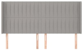Κεφαλάρι με Πτερύγια Ανοιχτό Γκρι 163x16x118/128 εκ. Υφασμάτινο - Γκρι