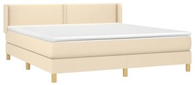 Κρεβάτι Boxspring με Στρώμα Κρεμ 180x200 εκ. Υφασμάτινο - Κρεμ