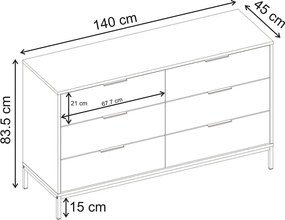 Συρταριέρα Mars Megapap χρώμα καρυδί Ud 140x45x83,5εκ.