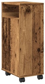 vidaXL Ντουλάπι Μπάνιου Στενό με Ροδάκια Όψη Παλαιού Ξύλου Επεξ. Ξύλο