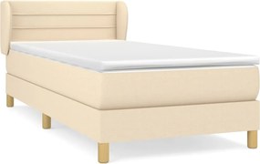vidaXL Κρεβάτι Boxspring με Στρώμα Κρεμ 90x190 εκ.Υφασμάτινο